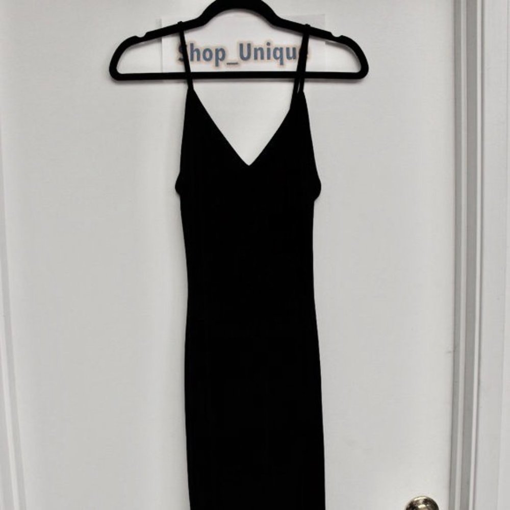 NWT Brandy Melville Velvet Black V-Neck Dress